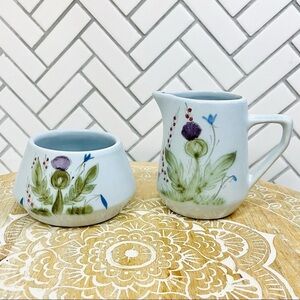 Buchan Thistleware Scotland Stoneware Open Sugar & Creamer Set 312 W and 313 6